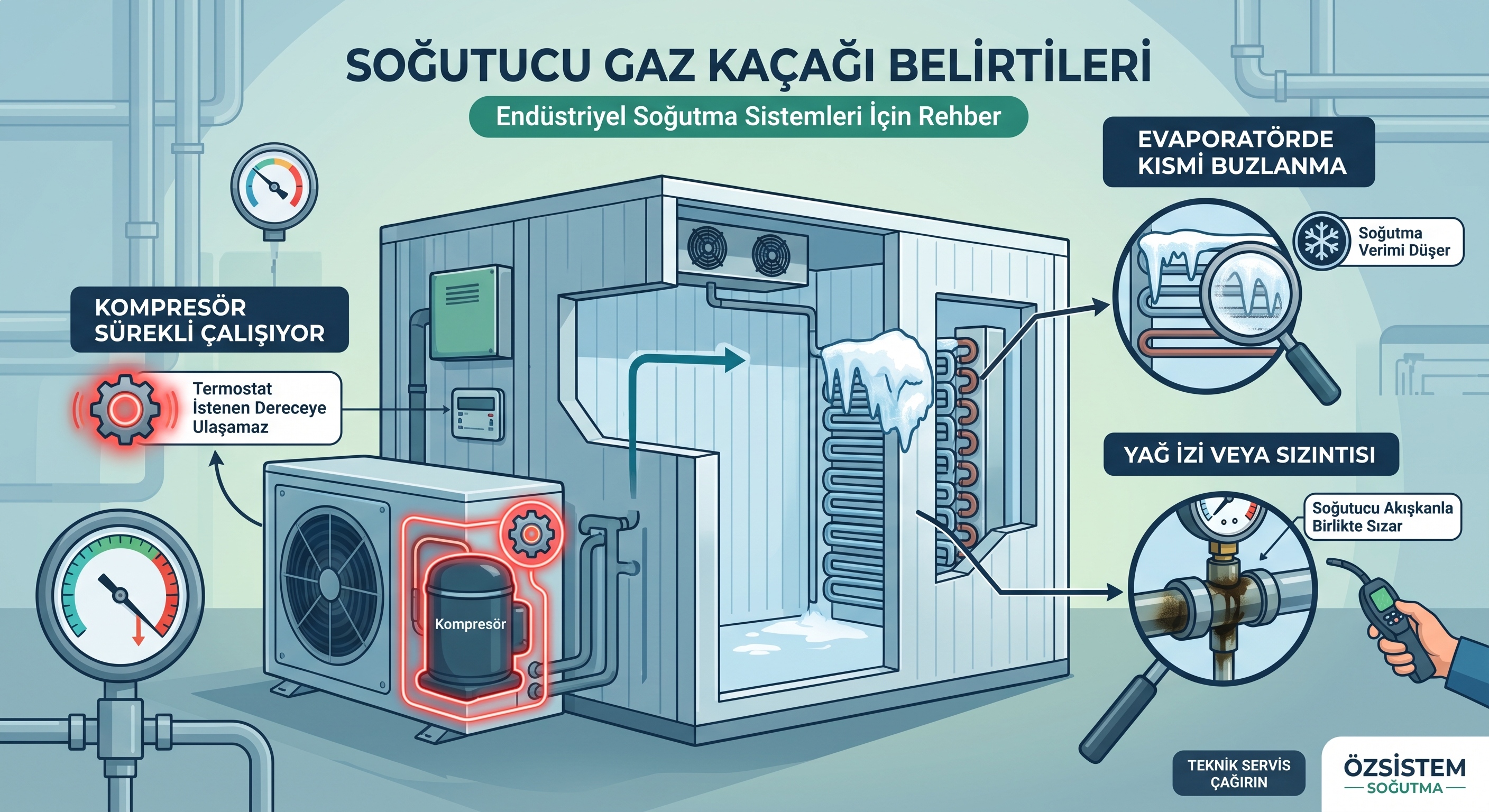 Endüstriyel Buzdolabı ve Soğuk Depolarda Soğutucu Gaz Kaçağının Belirtileri